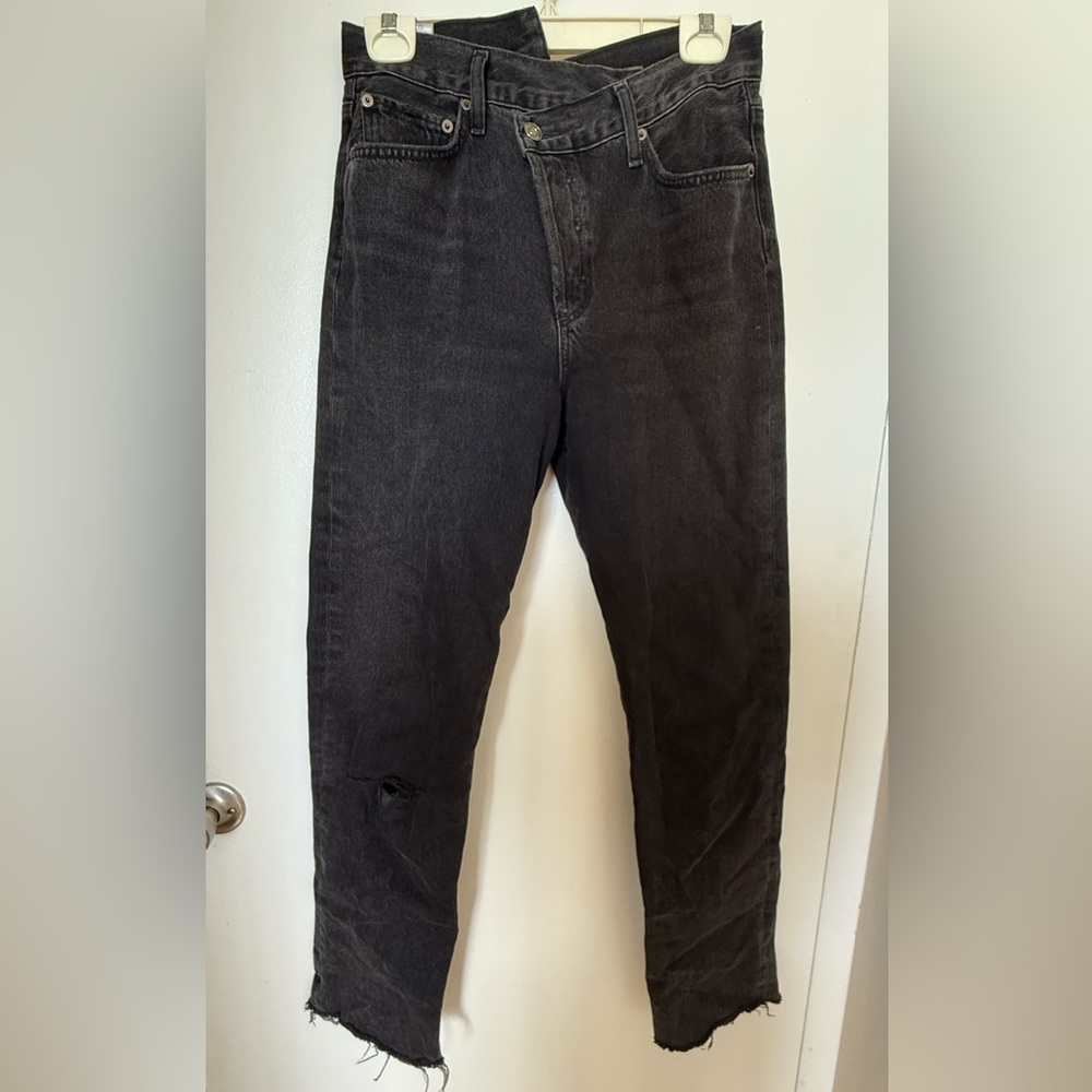 AGOLDE Black Criss-Cross Fray Jeans 27